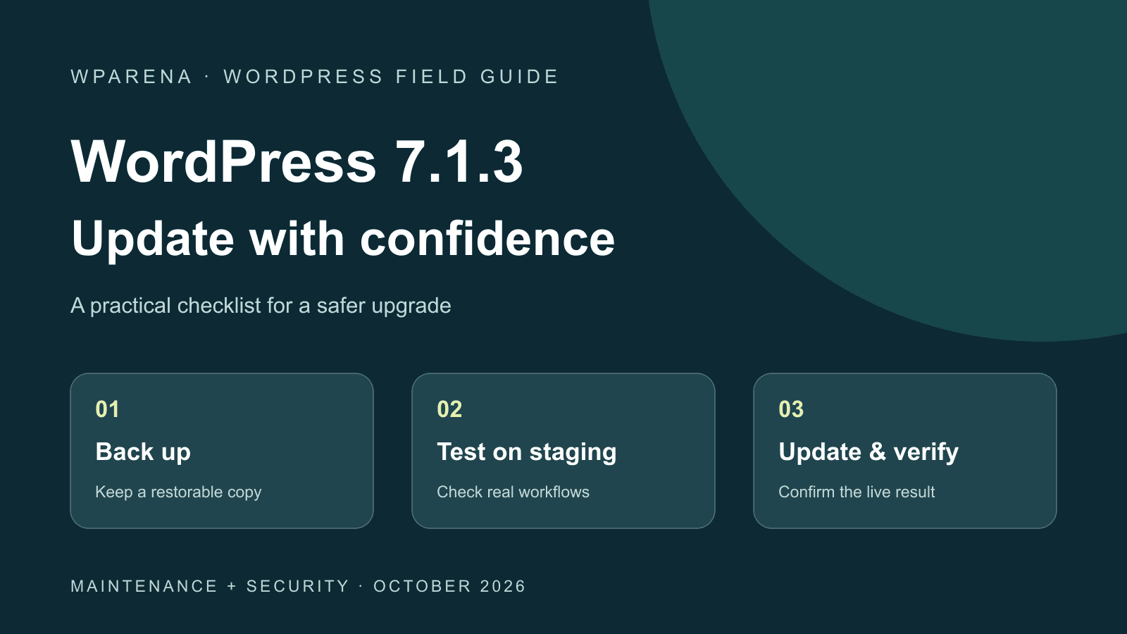 WordPress 7.1.3 Upgrade Checklist: Safe Update Steps